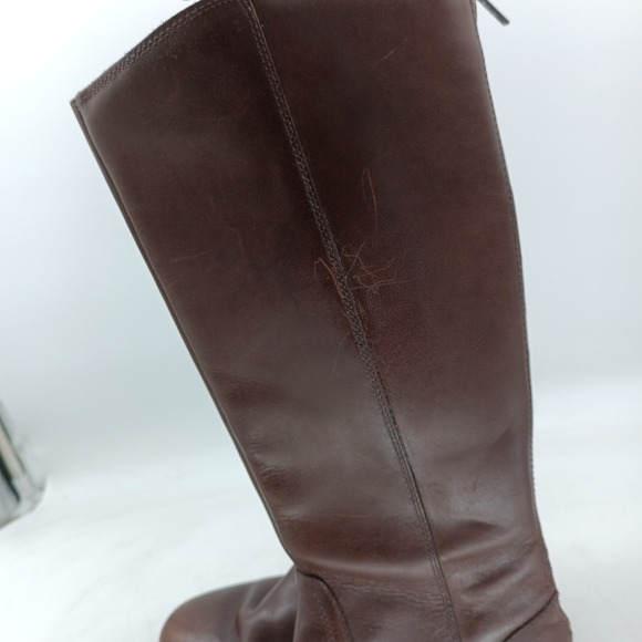 UGG Simmens Brown Leather Tall Riding Boots Womens 6.5 Back Zip 1006038 s15 - Picture 4 of 13